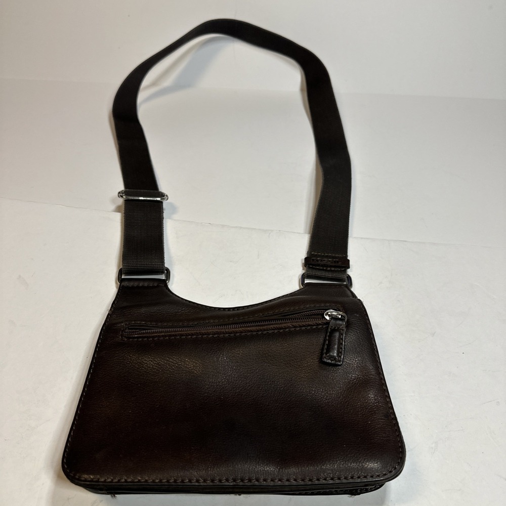 Fossil Brown Leather Mini Crossbody Flip‎ Open Purse